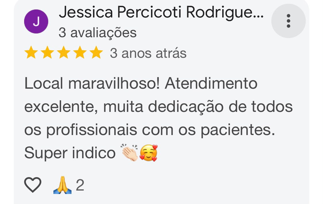 Avaliação de cinco estrelas publicada por Jessica Percicoti Rodrigues