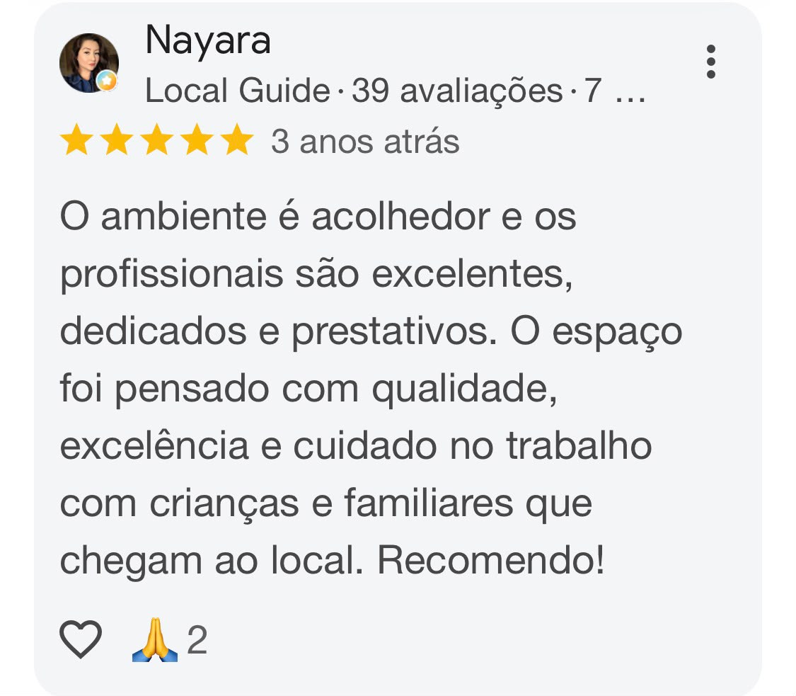 Avaliação de cinco estrelas publicada por Nayara